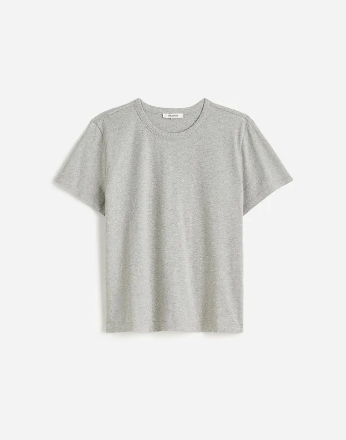 Women Cotton Perfect Crewneck Tee Hthr Ash Grey Madewell Tees