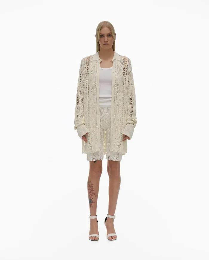 Women Crochet Shirt Plaster Helmut Lang Tops