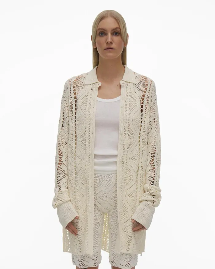 Women Crochet Shirt Plaster Helmut Lang Tops