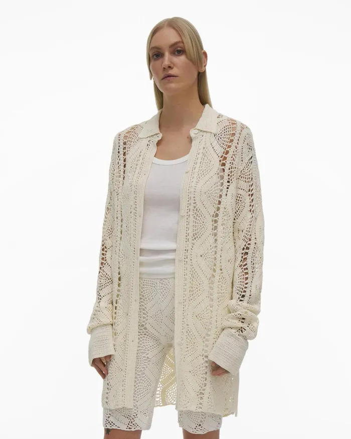 Women Crochet Shirt Plaster Helmut Lang Tops