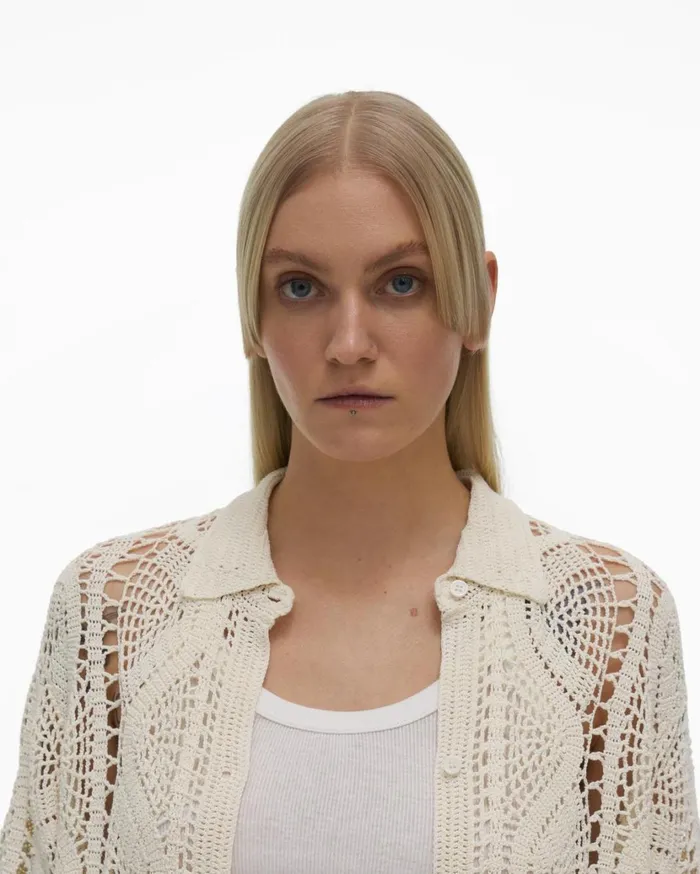 Women Crochet Shirt Plaster Helmut Lang Tops