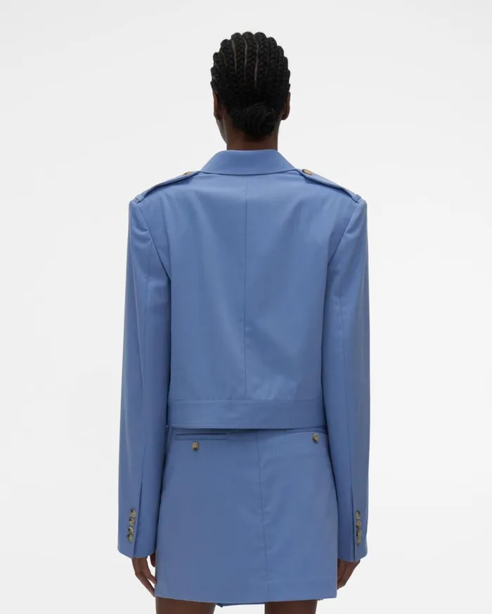 Women Cropped Belted Blazer Baby Blue Helmut Lang Jackets