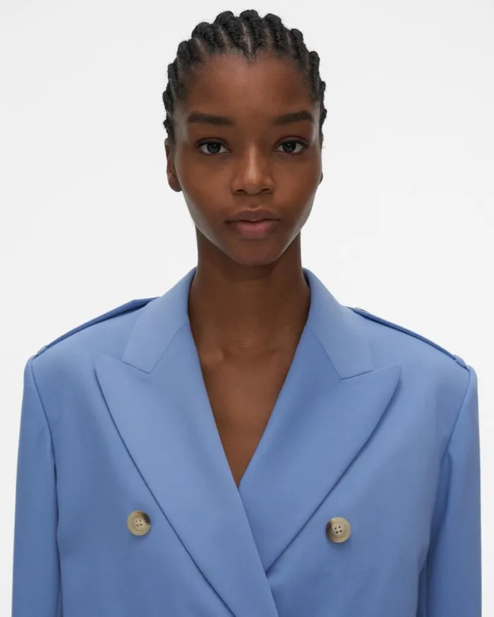 Women Cropped Belted Blazer Baby Blue Helmut Lang Jackets