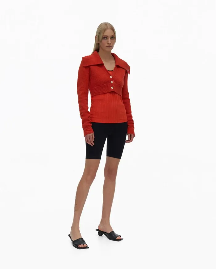 Women Cropped Cardigan Flare Helmut Lang Sweaters