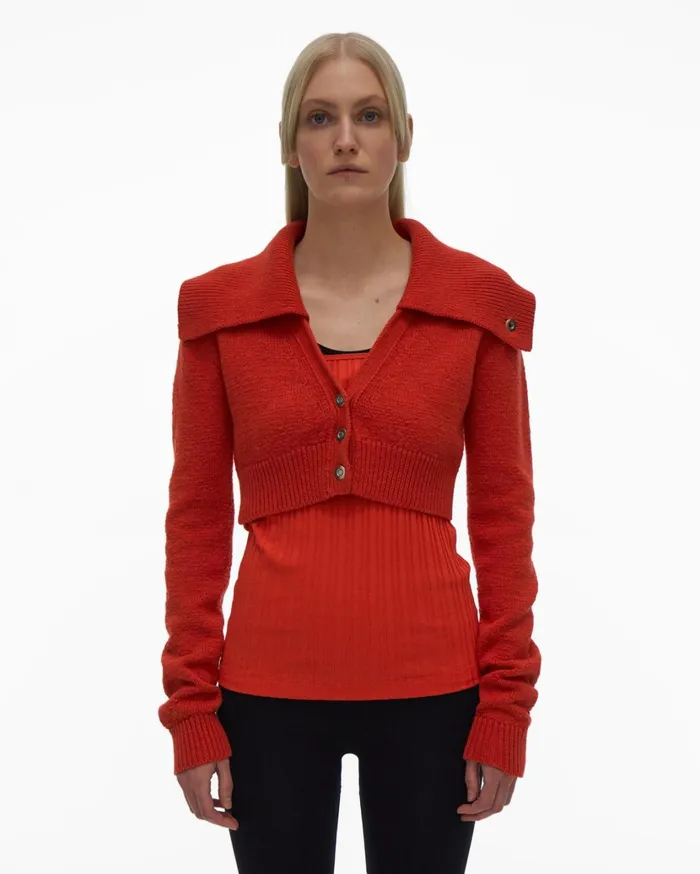 Women Cropped Cardigan Flare Helmut Lang Sweaters