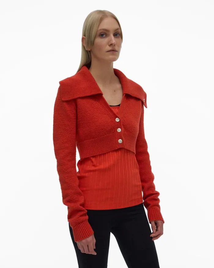 Women Cropped Cardigan Flare Helmut Lang Sweaters