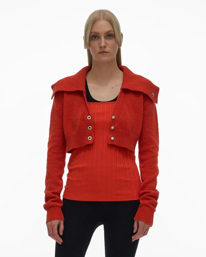 Women Cropped Cardigan Flare Helmut Lang Sweaters