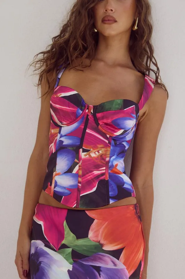 Women Crops Runaway The Label OURA BUSTIER Maeve Print