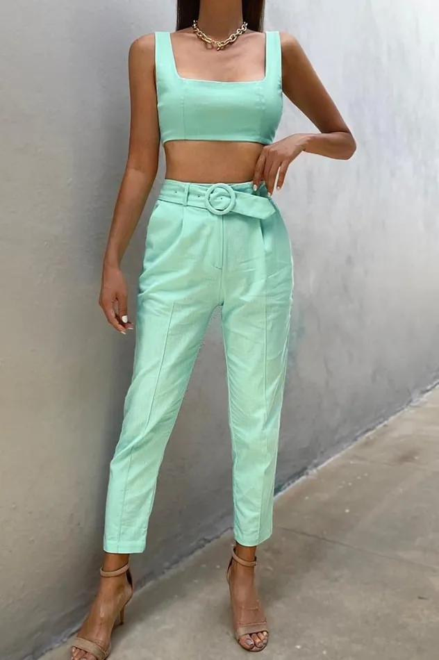 Women Crops Runaway The Label Surah Crop Sea Mist