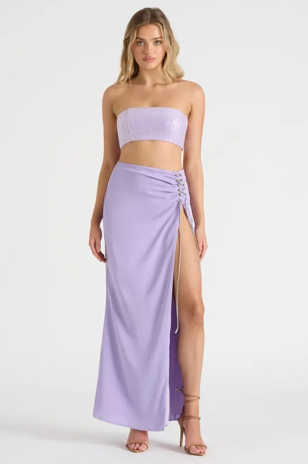 Women Crops Runaway The Label THE SEQUIN BANDEAU Lilac Women Crops Runaway The Label THE SEQUIN BANDEAU Lilac