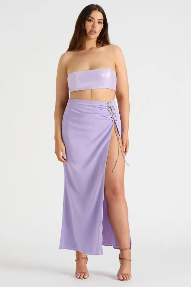 Women Crops Runaway The Label THE SEQUIN BANDEAU Lilac Women Crops Runaway The Label THE SEQUIN BANDEAU Lilac