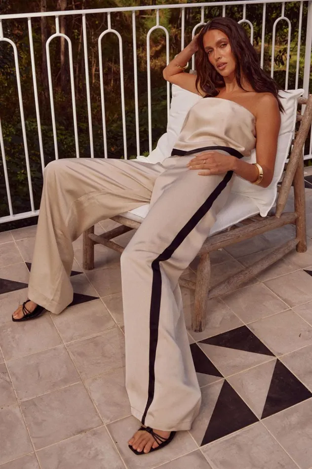 Women Crops Runaway The Label TINA SCARF TOP Sand