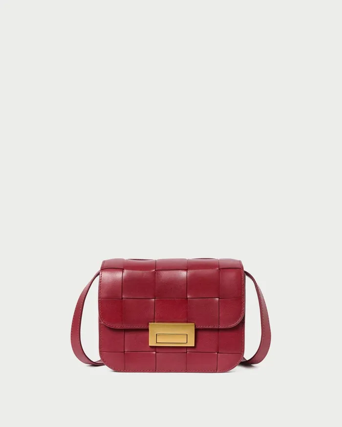 Women Crossbodies Loeffler Randall Desi Wine Woven Leather Crossbody