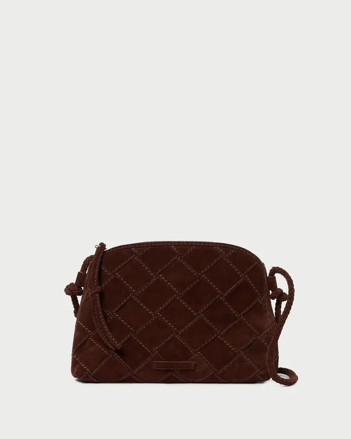 Women Crossbodies Loeffler Randall Mallory Espresso Woven Suede Crossbody