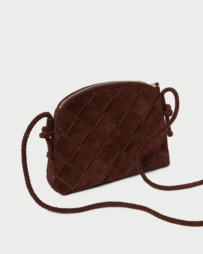 Women Crossbodies Loeffler Randall Mallory Espresso Woven Suede Crossbody Women Crossbodies Loeffler Randall Mallory Espresso Woven Suede Crossbody