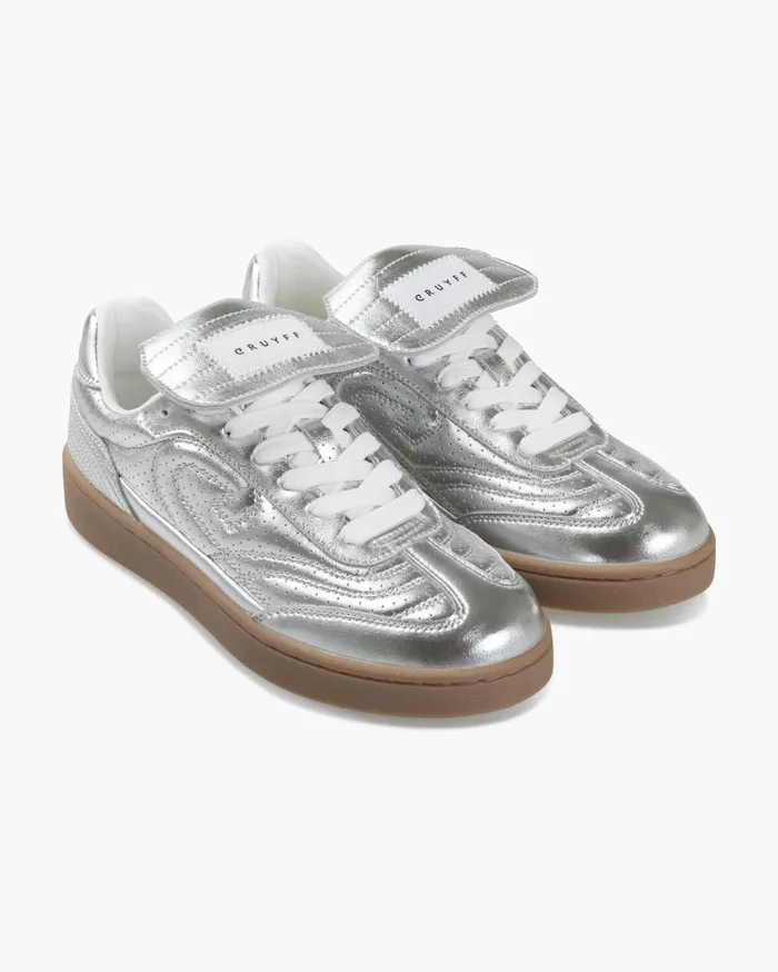 Women Cruyff Sneakers Calcio Cup 8211 Metallic Leather Silver Women Cruyff Sneakers Calcio Cup 8211 Metallic Leather Silver