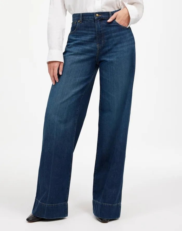 Women Curvy SuperwideLeg Jeans Softdrape Denim Edition Ellsworth Wash Madewell Jeans