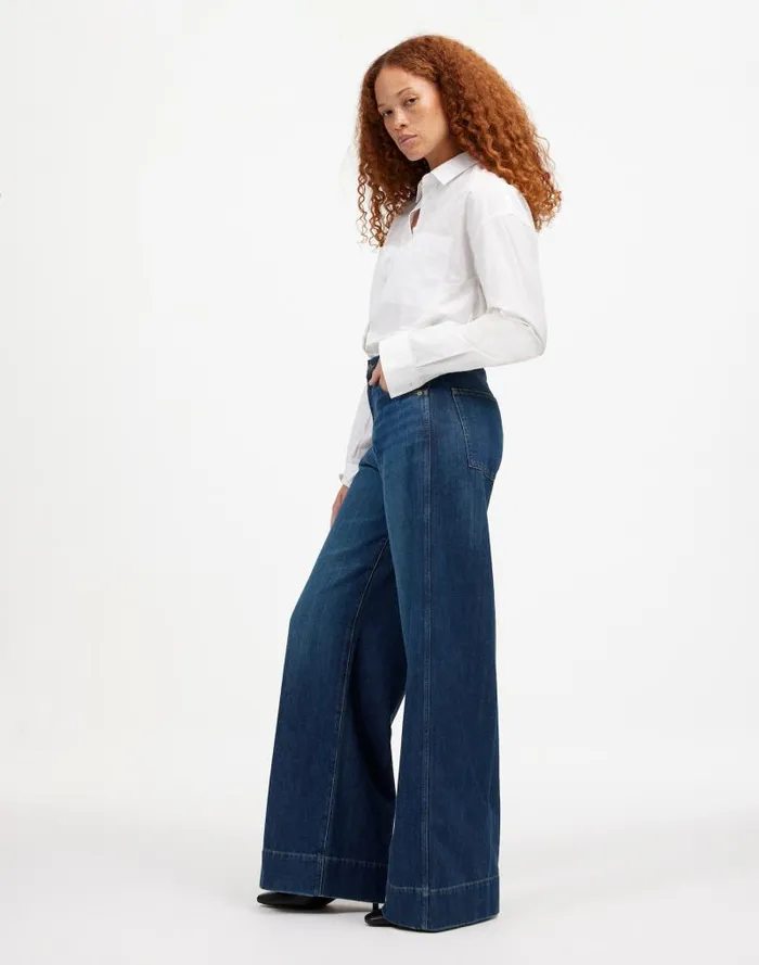 Women Curvy SuperwideLeg Jeans Softdrape Denim Edition Ellsworth Wash Madewell Jeans