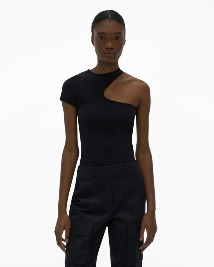 Women Cutout Tee Black Helmut Lang TShirts and Sweatshirts