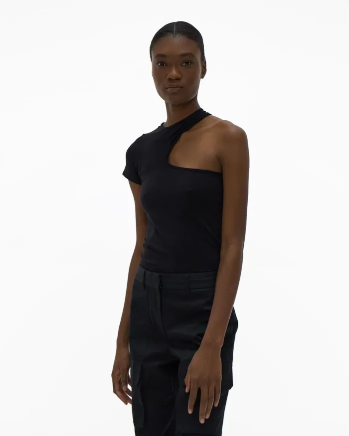 Women Cutout Tee Black Helmut Lang TShirts and Sweatshirts