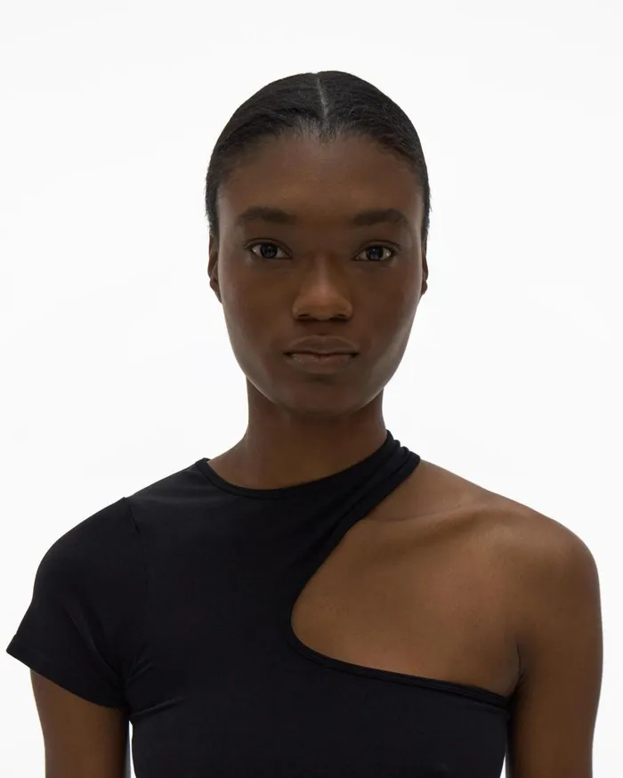 Women Cutout Tee Black Helmut Lang TShirts and Sweatshirts
