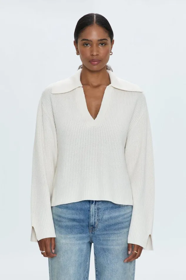 Women Darcy Big Collar Sweater 8211 Shell Pistola Denim Sweaters and Knits