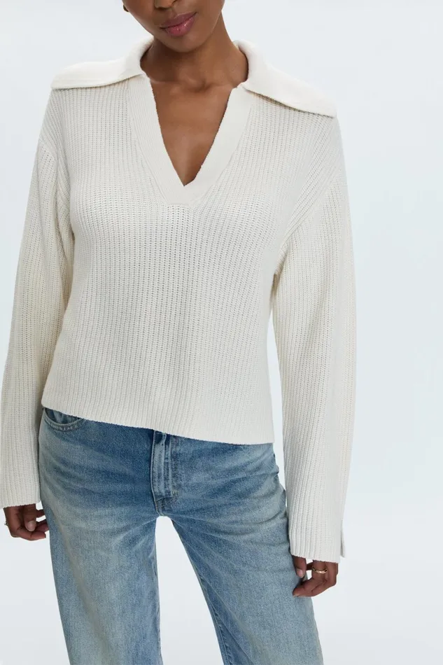 Women Darcy Big Collar Sweater 8211 Shell Pistola Denim Sweaters and Knits