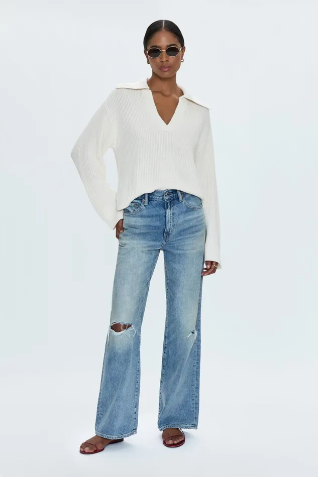 Women Darcy Big Collar Sweater 8211 Shell Pistola Denim Sweaters and Knits
