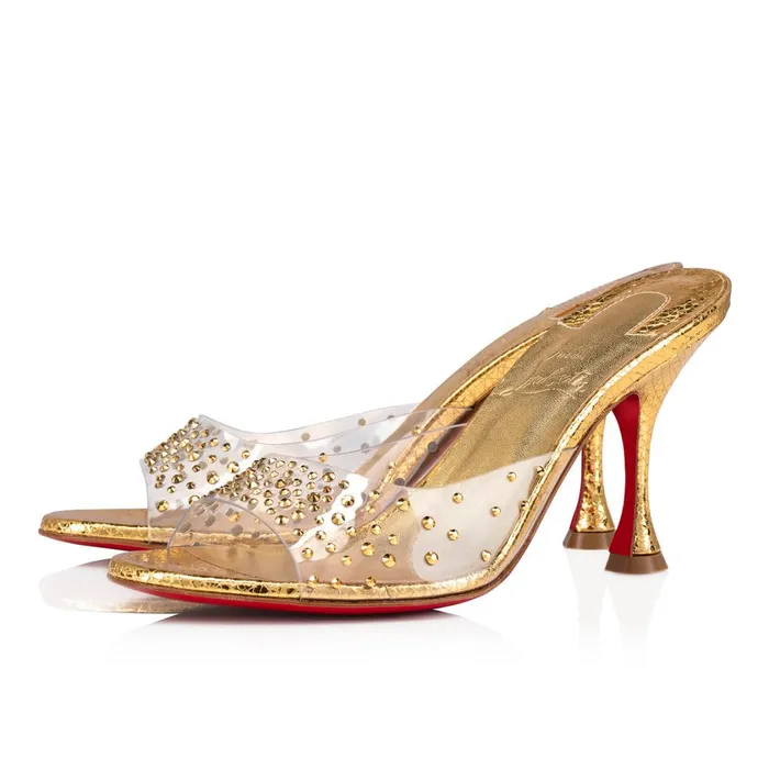 Women Degramule Strass 85 Mm Mules 8211 PVC Specchio Star And Strass 8211 Gold Gold Christian Louboutin Mules Women Degramule Strass 85 Mm Mules 8211 PVC Specchio Star And Strass 8211 Gold Gold Christian Louboutin Mules