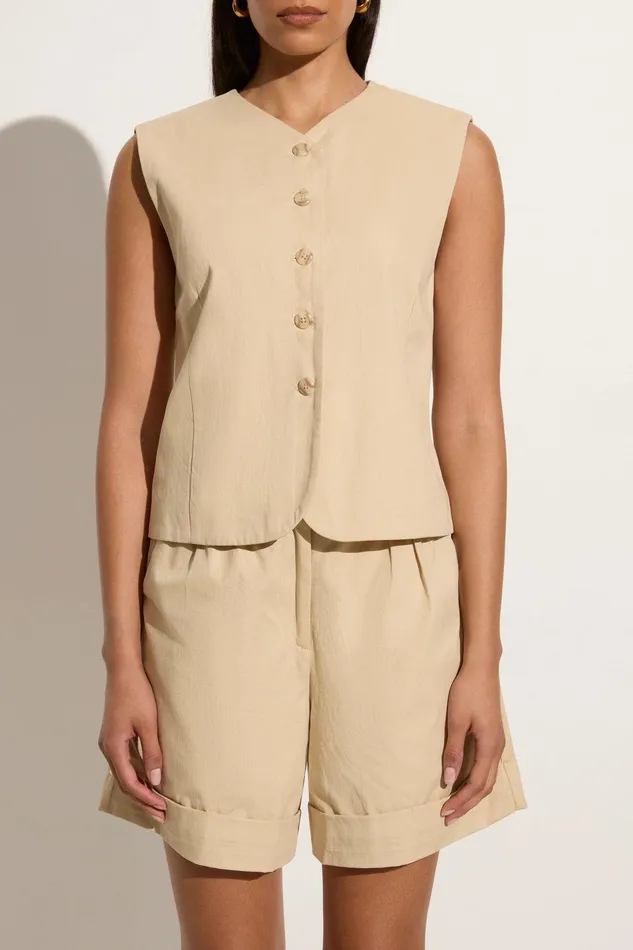 Women Delfina Vest Bleached Sand Faithfull The Brand Tops Women Delfina Vest Bleached Sand Faithfull The Brand Tops