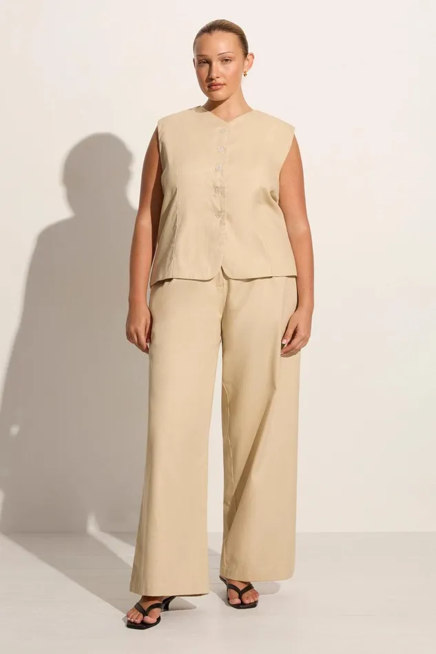Women Delfina Vest Bleached Sand Faithfull The Brand Tops Women Delfina Vest Bleached Sand Faithfull The Brand Tops