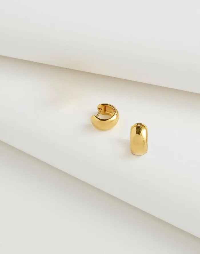 Women DemiFine Chunky Huggie Hoop Earrings 14k Gold Madewell Jewelry