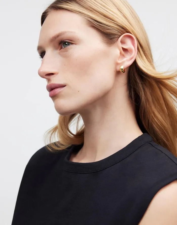 Women DemiFine Chunky Huggie Hoop Earrings 14k Gold Madewell Jewelry