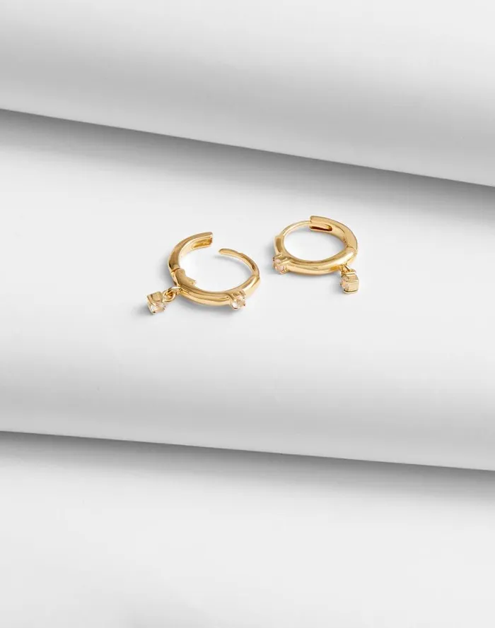 Women DemiFine Sapphire Charm Huggie Hoop Earrings 14k Gold Madewell Jewelry