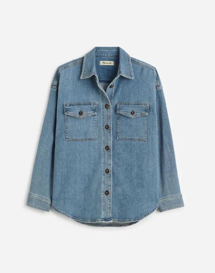 Women Denim LongSleeve ButtonUp Shirt Blissfield Wash Madewell Tops and Shirts