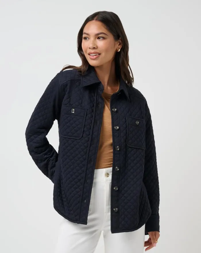 Women DIAMOND QUILTED SHACKET Black TravisMathew Jackets