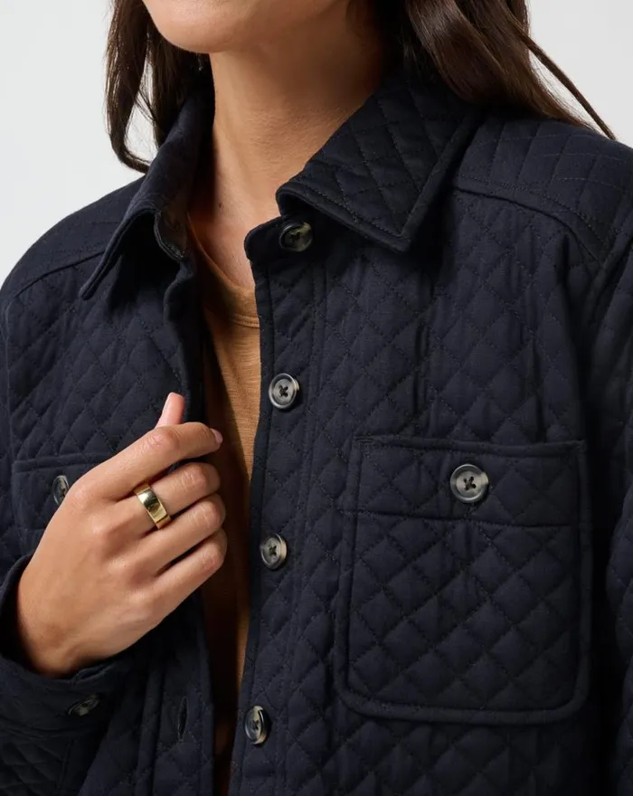 Women DIAMOND QUILTED SHACKET Black TravisMathew Jackets