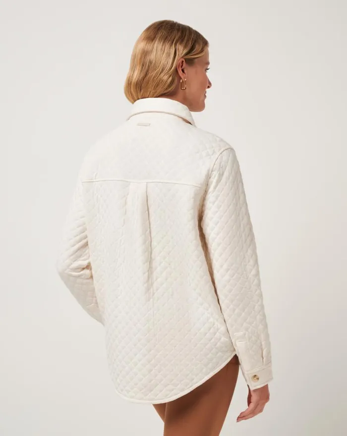 Women DIAMOND QUILTED SHACKET Eggnog TravisMathew Jackets