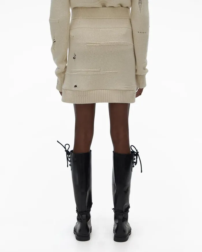 Women Distressed Skirt Powdered Ecru Helmut Lang Skirts