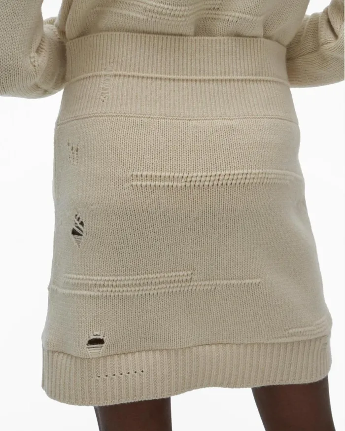 Women Distressed Skirt Powdered Ecru Helmut Lang Skirts