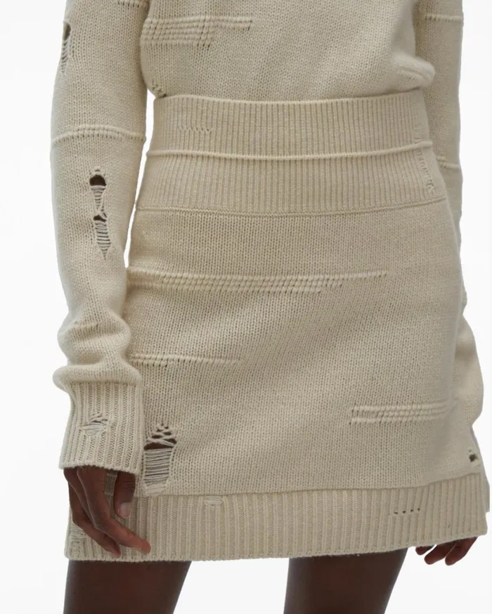 Women Distressed Skirt Powdered Ecru Helmut Lang Skirts
