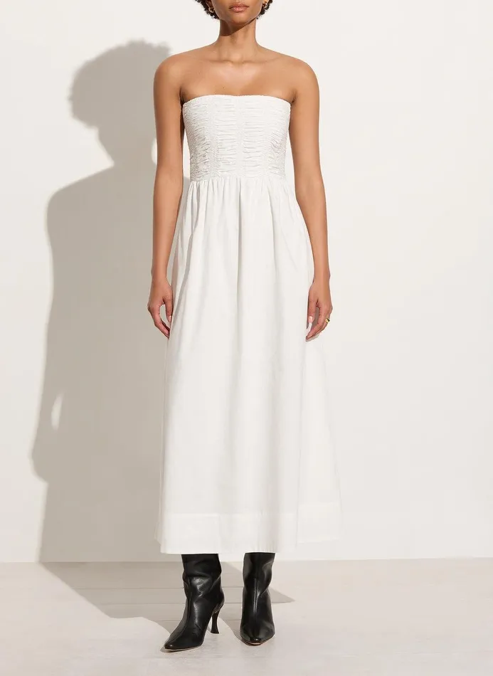 Women Dominquez Midi Dress White Faithfull The Brand Dresses