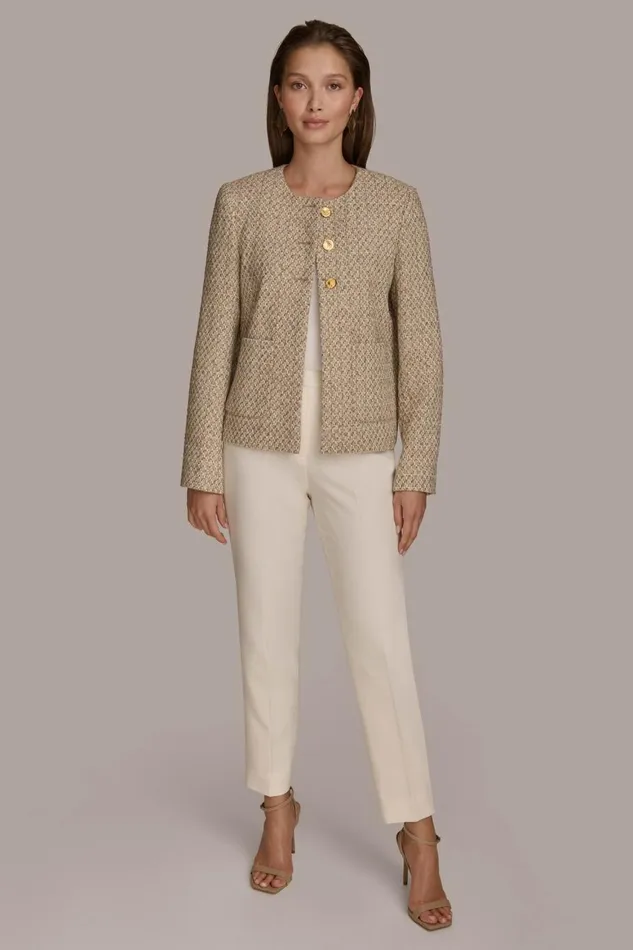 Women Donna Karan Blazers BUTTON JACKET Ivorygold