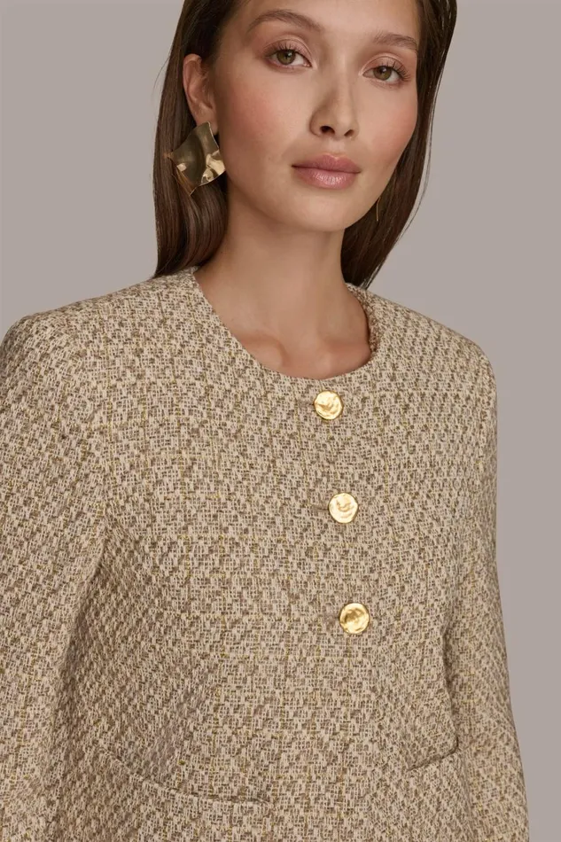 Women Donna Karan Blazers BUTTON JACKET Ivorygold