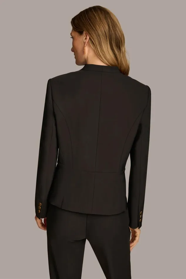 Women Donna Karan Blazers COLLARLESS WRAP BLAZER Black
