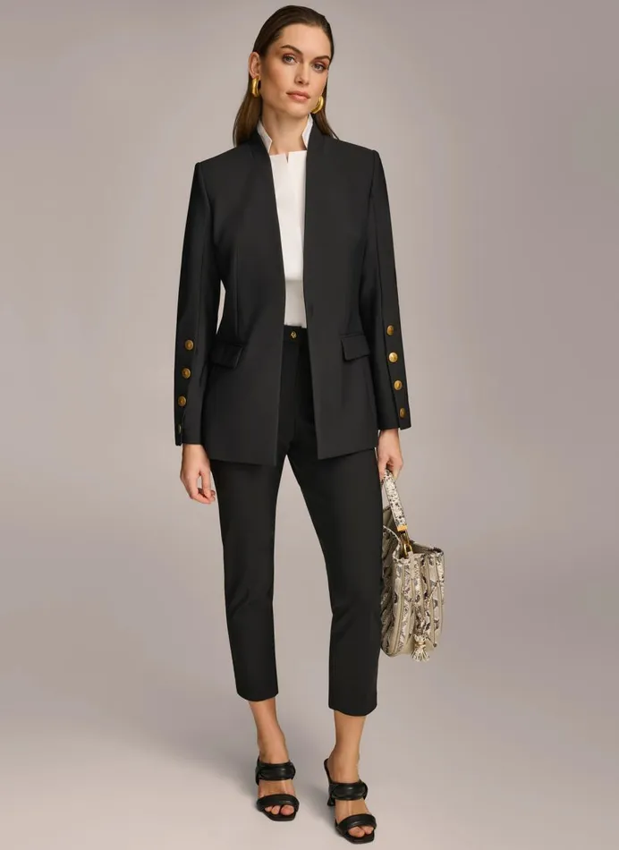 Women Donna Karan Blazers JACKET WITH BUTTON DETAILS ON SLEEVE Black