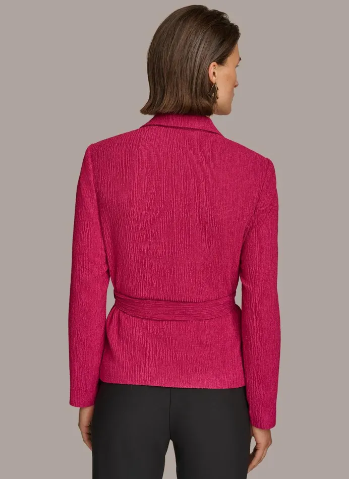Women Donna Karan Blazers TEXTURE BELTED WRAP JACKET Cactus Flower