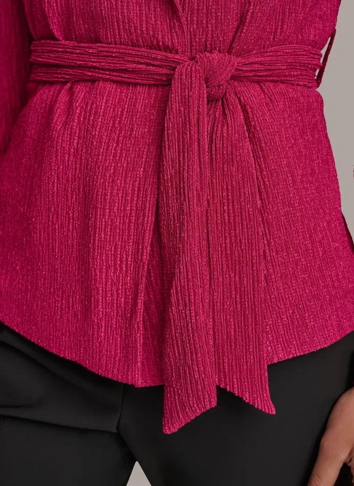 Women Donna Karan Blazers TEXTURE BELTED WRAP JACKET Cactus Flower