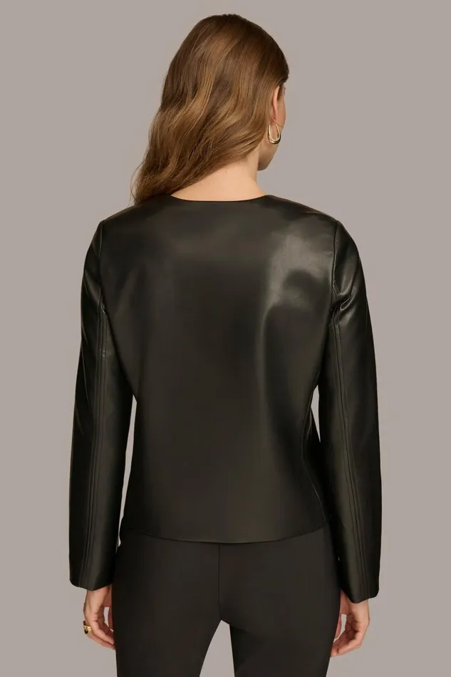 Women Donna Karan Coats And Jackets BOXY JACKET WITH GOLD BUTTONS Black