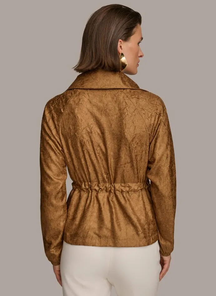 Women Donna Karan Coats And Jackets TEXTURE BELTED WRAP JACKET Bronze